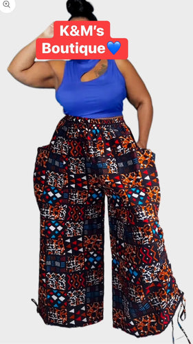 Multi Color Draw String Palazzo Pants